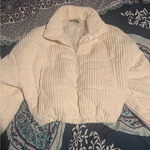 SHIEN CURVE: Ribbed Puffer Jacket Cropped